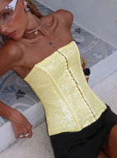 Diena Sequin Corset Top Yellow