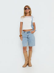 Cult Classic Longline Denim Shorts Light Blue Wash