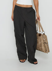 Lost On You Parachute Cargo Pants Charcoal