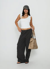 Lost On You Parachute Cargo Pants Charcoal