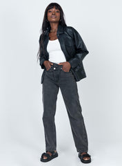 Callie Faux Leather Jacket Black