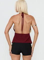 Tekapo Studded V-Neck Top Burgundy