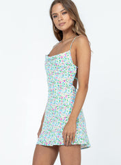 Celena Mini Dress White / Blue Floral