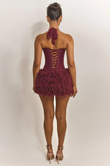 The Zadie Lace Up Corset Top in Wine