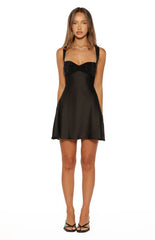 Jazzy Black Contrast Rhinestone Mini Dress