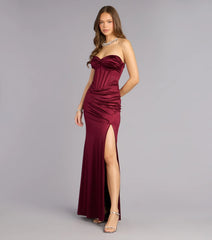 Alissa Satin Corset Slit Formal Dress