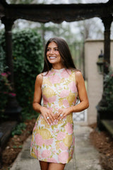 Floral Mock Neck Mini Dress