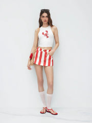 Cotton Low Rise Stripe Pocket Mini Skirt