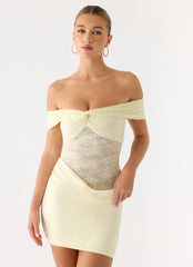 Either Way Off Shoulder Mini Dress Yellow