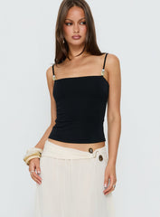 Isameika Beaded Tank Top Black
