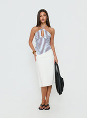 Idiana Halter Keyhole Top Blue Stripe