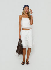 Sakai Broderie Detail Longline Shorts White
