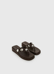 Paislee Stud Detail Sandals Brown
