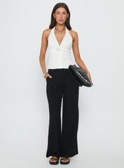 Zailah Halter Buckle Detail Top White