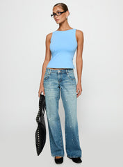 Lose Your Number High Neck Top Blue