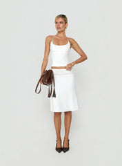 Zenaide Lace Detail Midi Skirt White