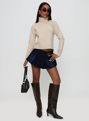 Enrica Funnel Neck Knit Sweater Cream
