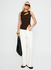Cash Out Twist Detail Top Chocolate