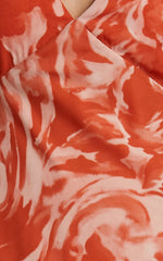 Dylana Midi Dress - V Neck Flutter Sleeve Dress in Rust Swirl