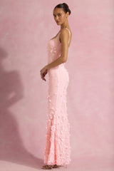Embellished Fishtail Corset Gown In Pink