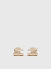 So Exclusive Faux Suede Thong Heels Tan