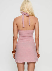 Golden Era Halter Mini Dress Red Stripe