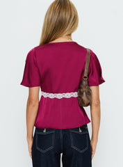 For The Summer Lace Trim Top Wine