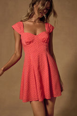 Filicia Coral Ditsy Floral Cap Sleeve Mini Dress