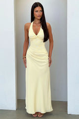 Sable Halter Neck Lace Maxi Dress - Yellow