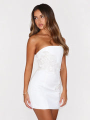 Rendezvous Strapless Mini Dress Cream