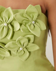 ASOS LUXE bandeau linen corsage detail mini dress in pistachio