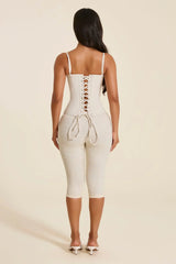 The Everly Lace Up Corset Top in Off White