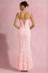 Embellished Fishtail Corset Gown In Pink