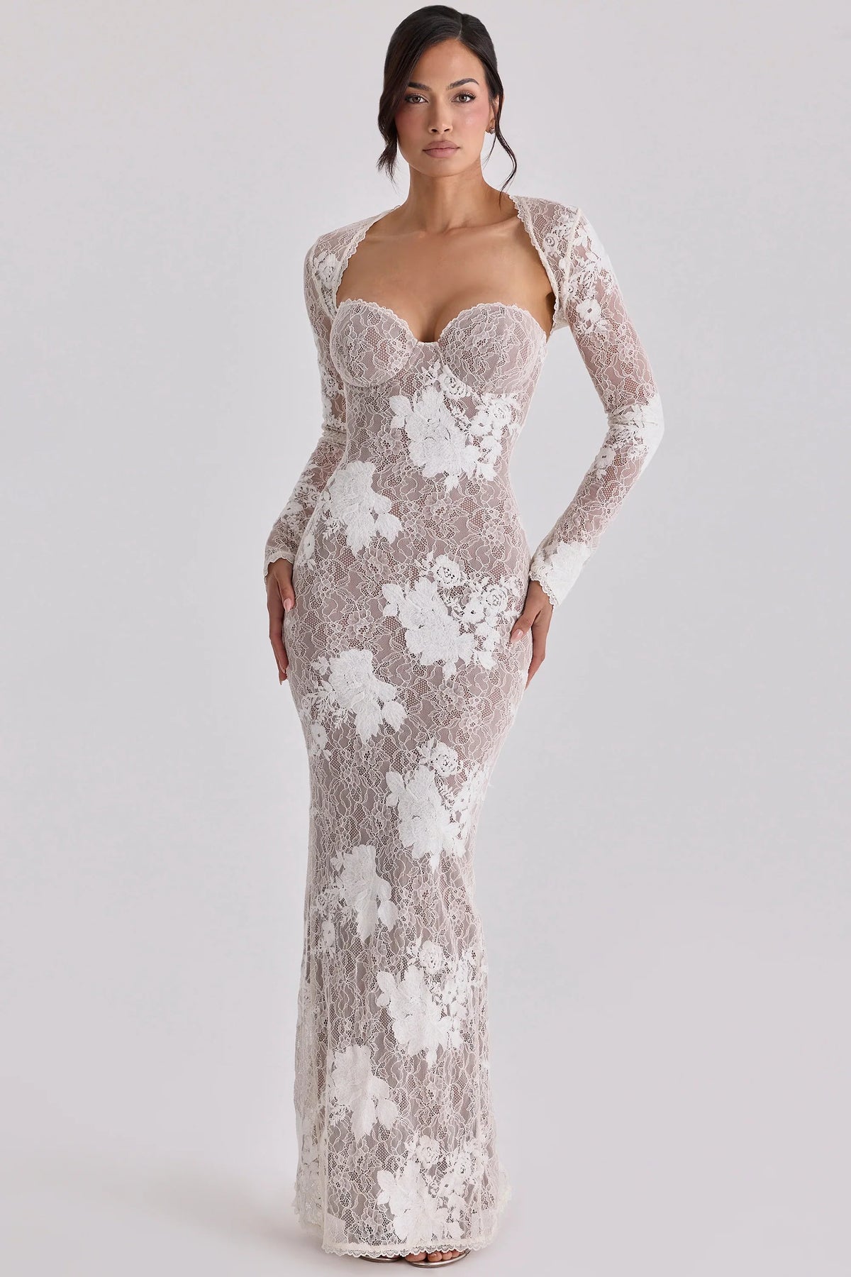 Lucienne Ivory Embroidered Lace Maxi Dress - Limited Edition