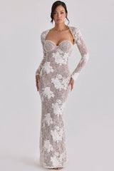 Lucienne Ivory Embroidered Lace Maxi Dress - Limited Edition