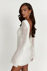 Tava Backless White Cocktail Dress